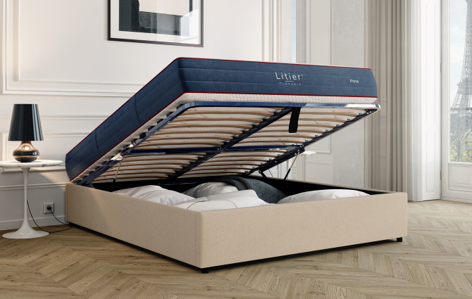 Ensemble sommier coffre Litier Français + matelas Prime